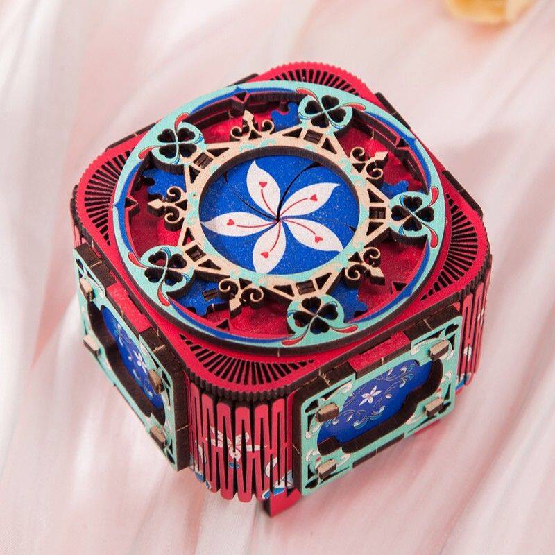 Music Box DIY 3D Wooden Puzzle Hand Crank Meet Melody - Yiweisai